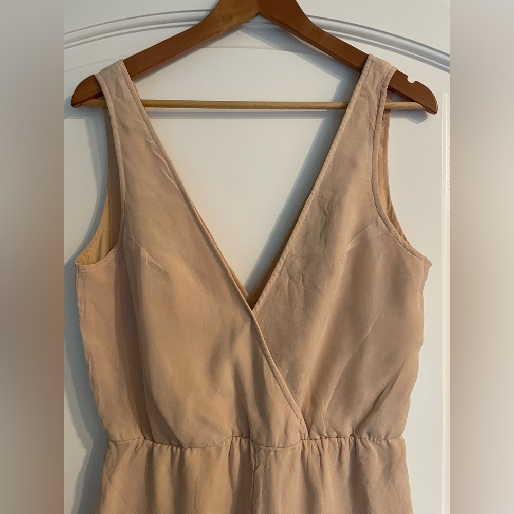 Winston White Nude V-Neck Romper Feminine Bodysuit - Women Coquette - Picture 2 of 7